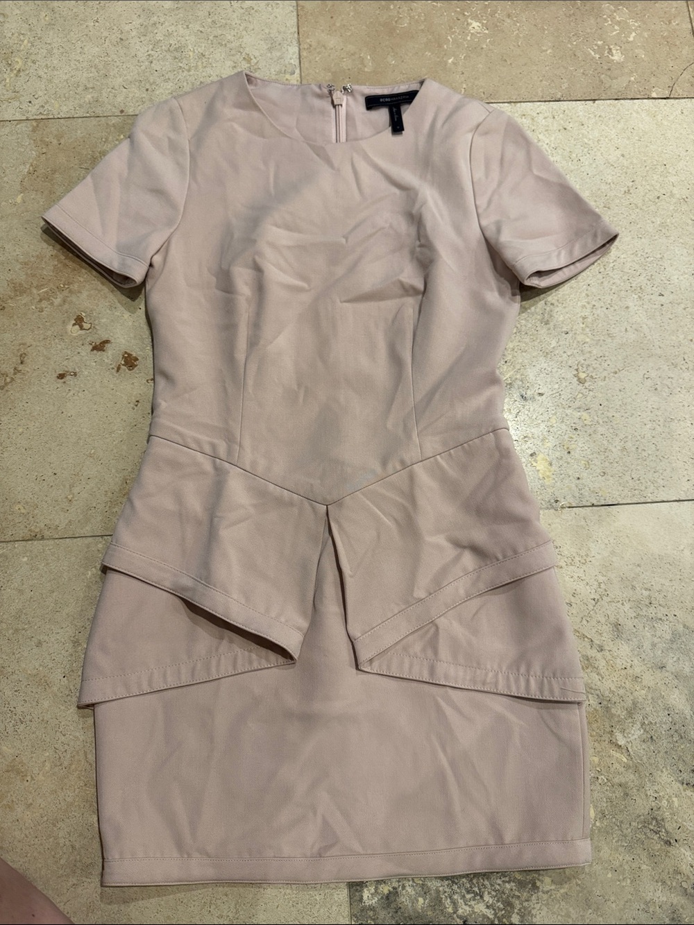 BCBGMaxAzria Blush Peplum Mini Dress